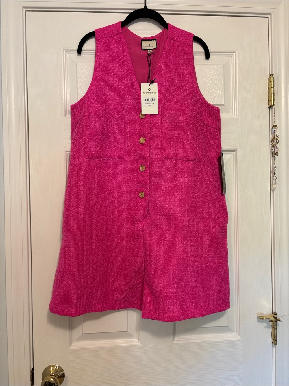 Tuckernuck Fuchsia Button-Front Sleeveless Romper